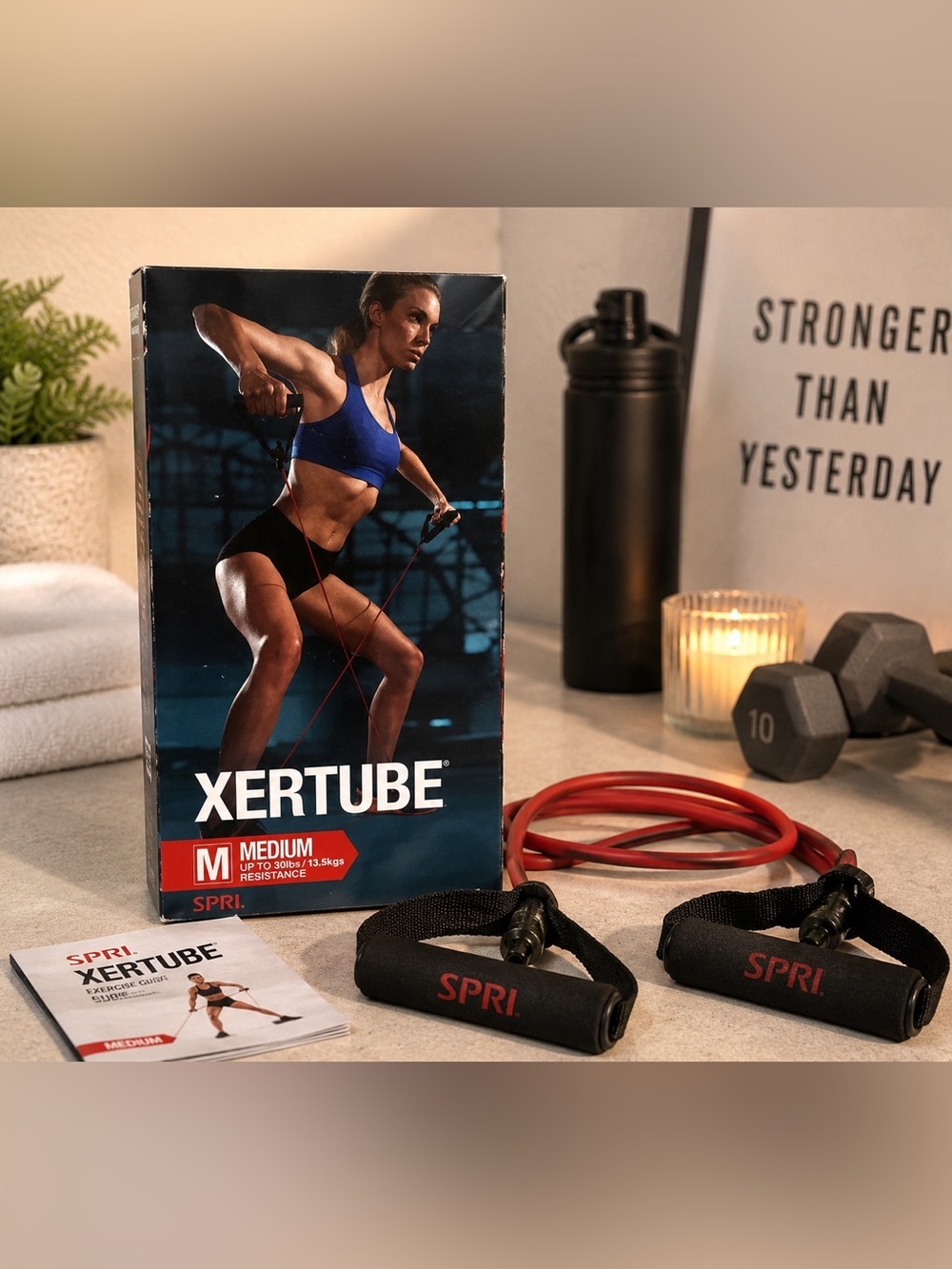 SPRI Xertube Medium Resistance Band | 30lb Workout Resistance Tube | Home Gym